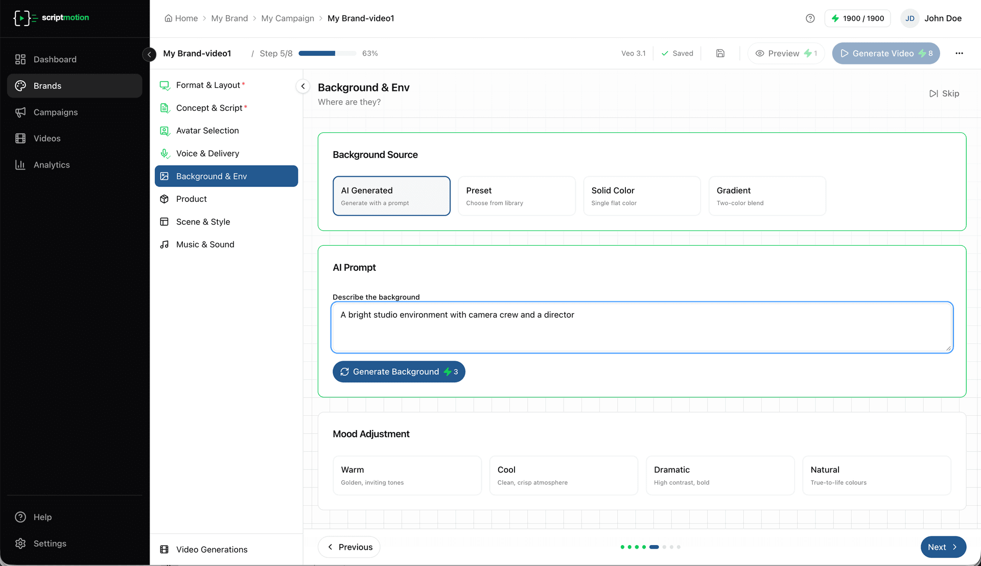 Step 5: Background & Environment