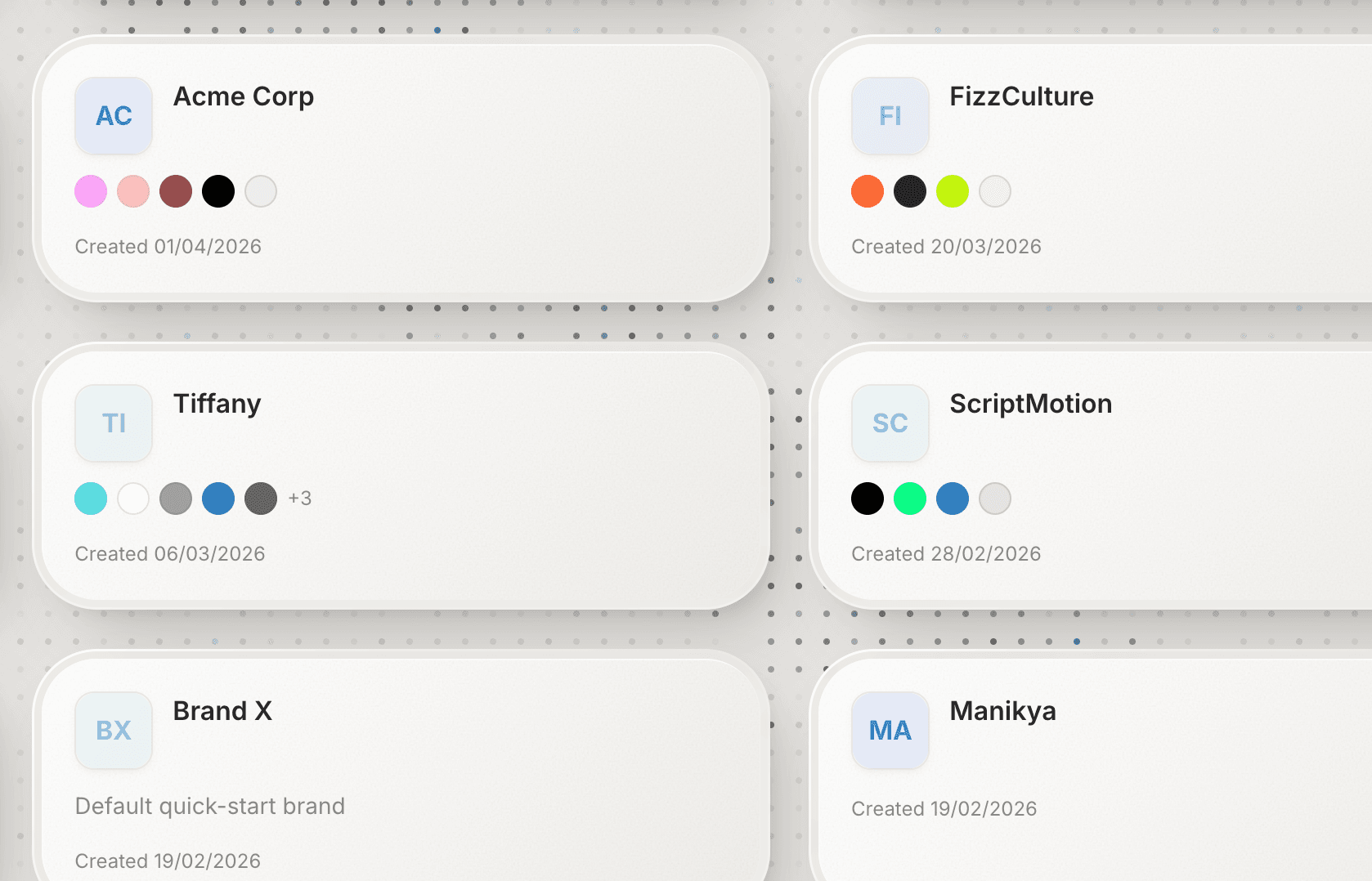 Brand and client management workspace