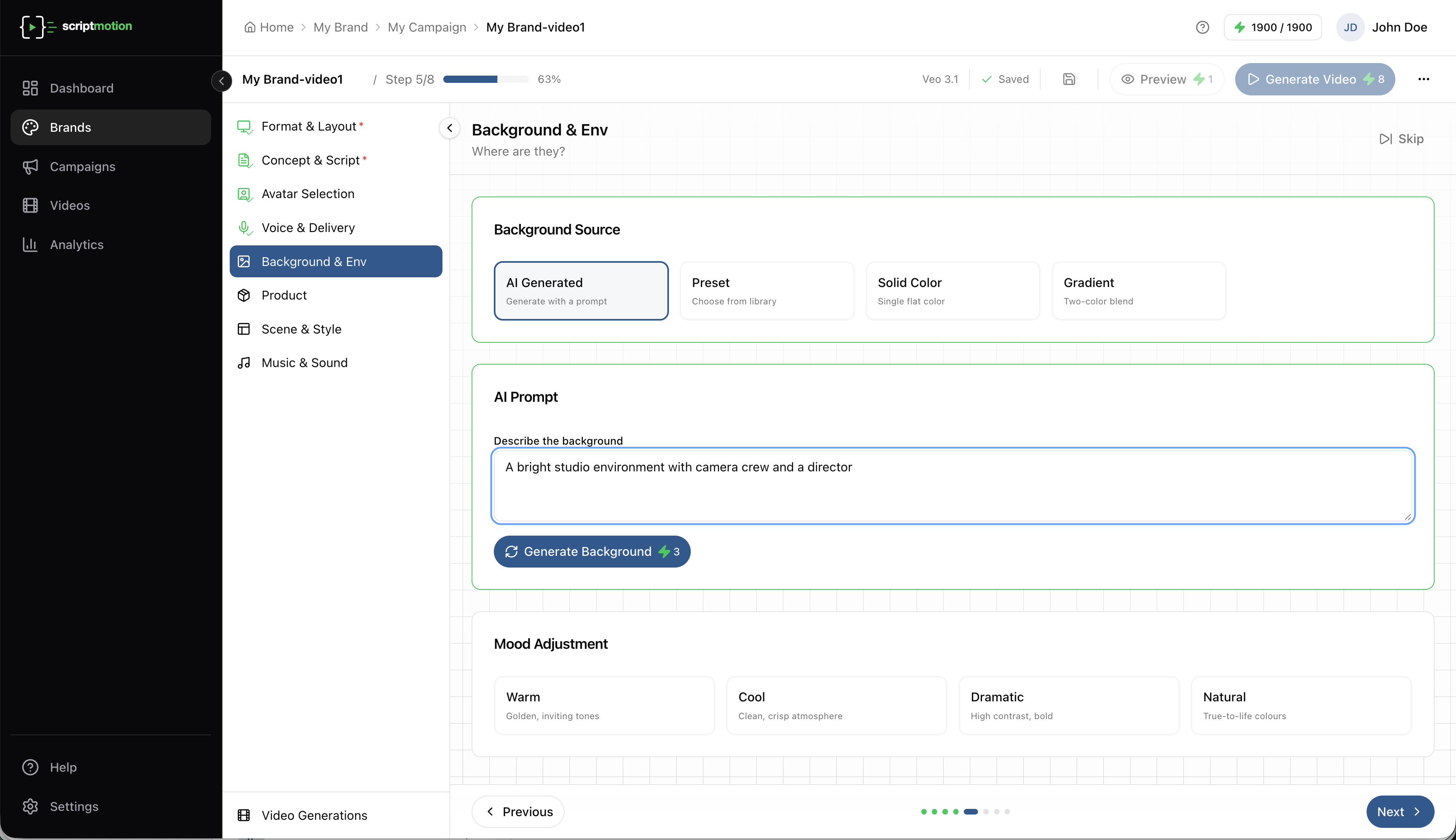 Step 5: Background & Environment